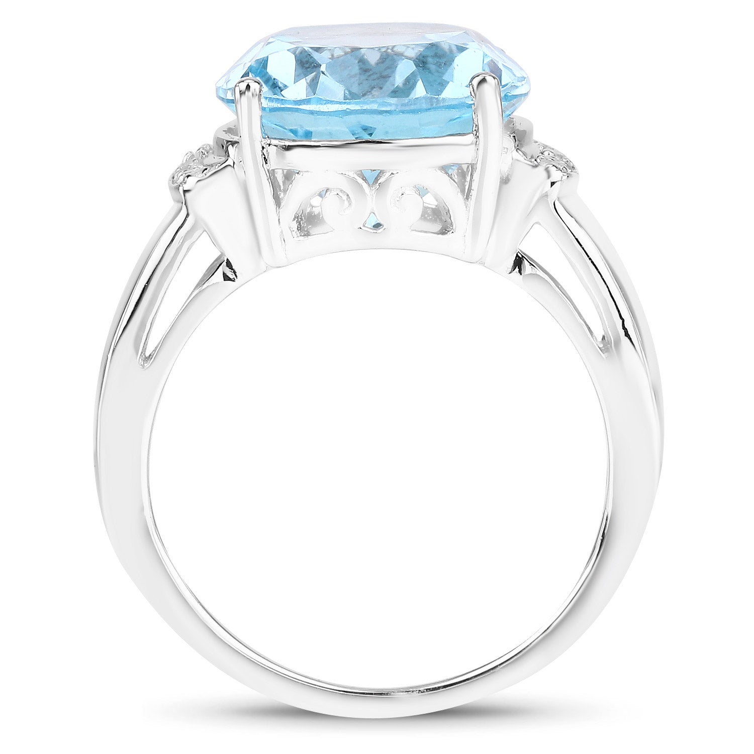 8.36 Carat Genuine Blue Topaz and White Zircon .925 Sterling Silver Ring by Bids.com