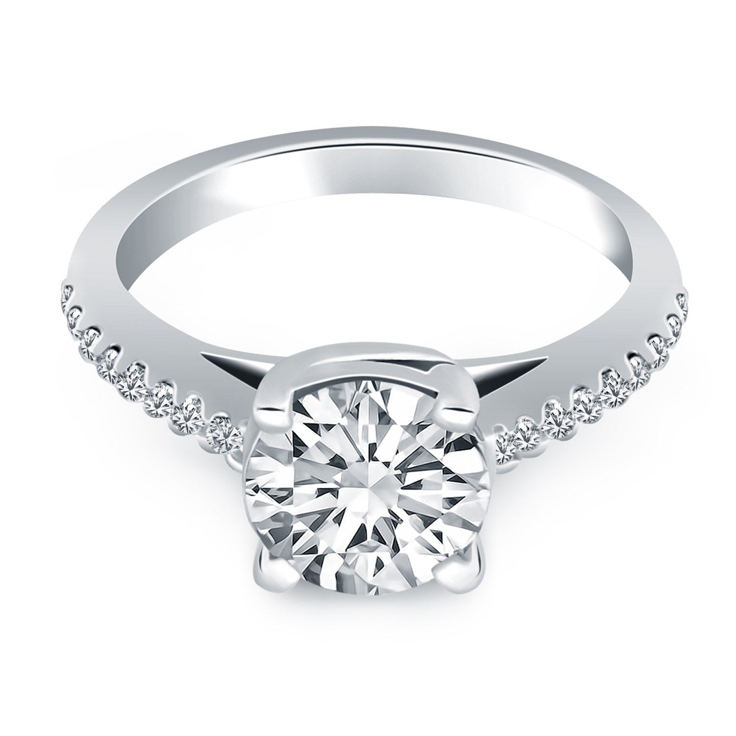 14k White Gold Trellis Diamond Engagement Ring by Bids.com