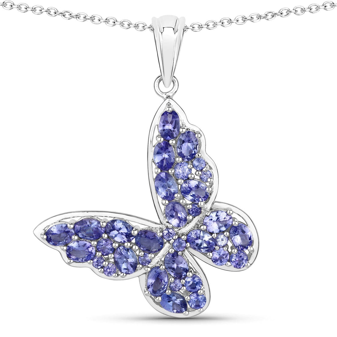 3.78 Carat Genuine Tanzanite .925 Sterling Silver Pendant 