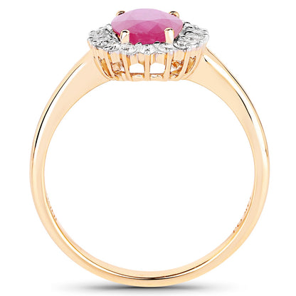 1.48 Carat Genuine Ruby and White Diamond 14K Yellow Gold Ring by Bids.com