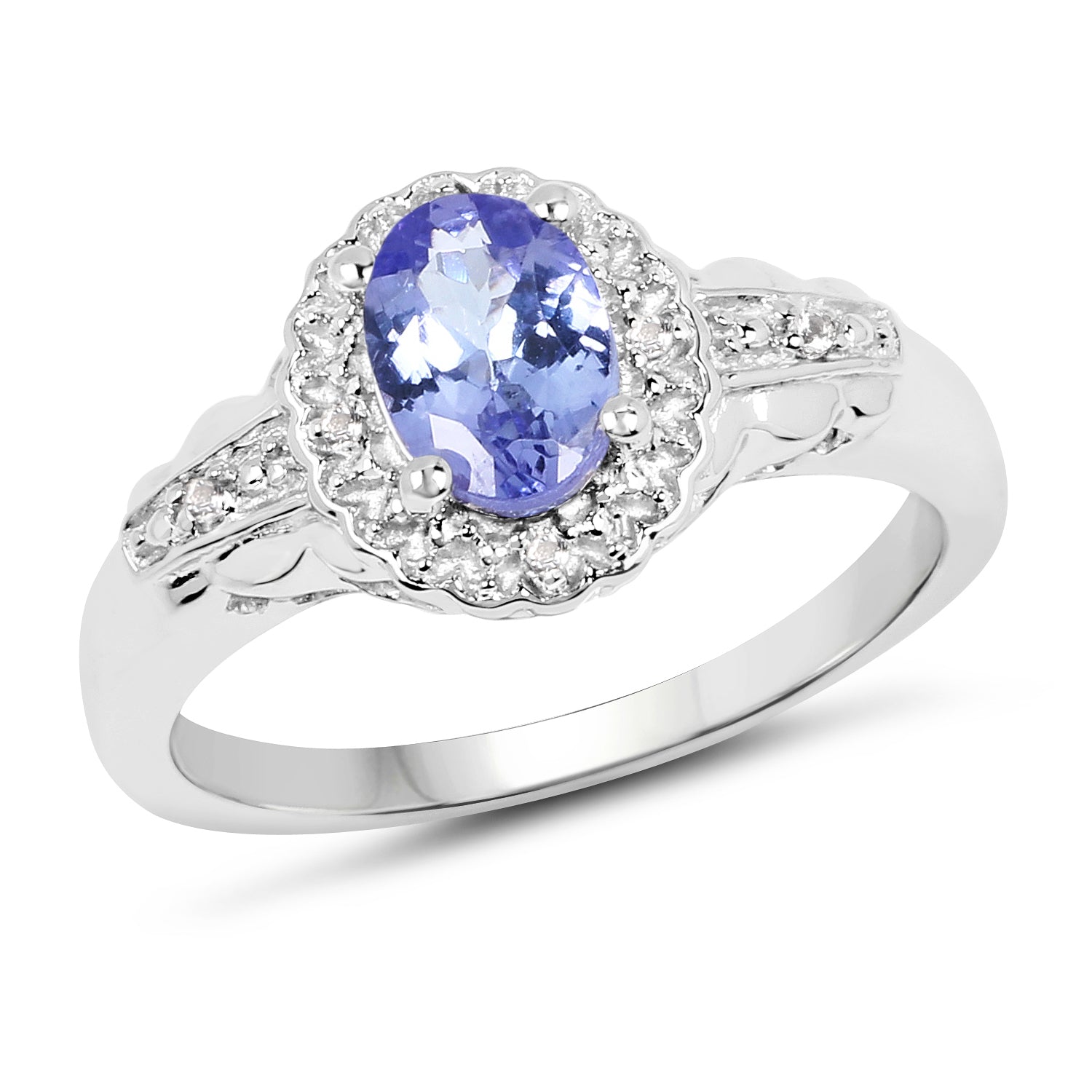 2.46 Carat Genuine Tanzanite and White Topaz .925 Sterling Silver 3 Piece Jewelry Set (Ring, Earrings, and Pendant w/ Chain) by Bids.com