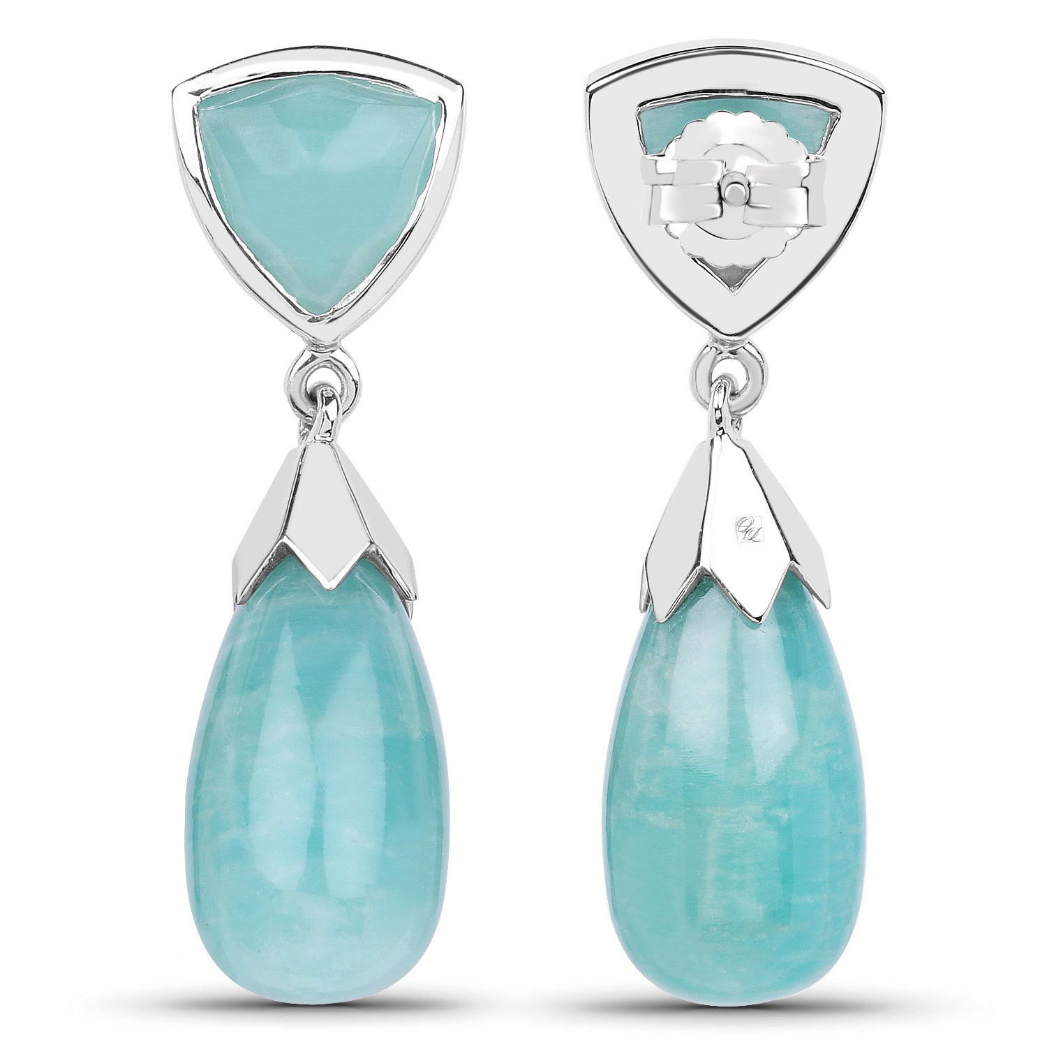 35.10 Carat Genuine Amazonite .925 Sterling Silver Earrings  DestGlow