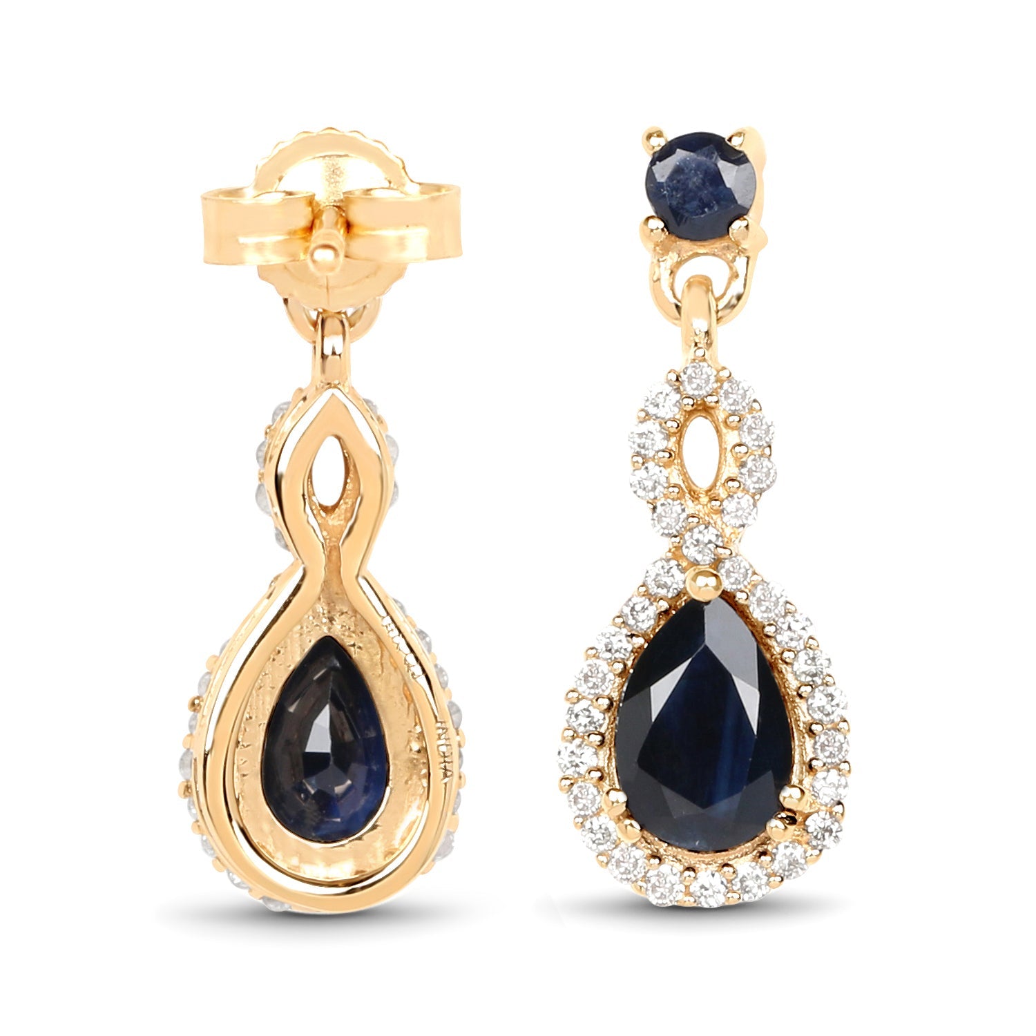 1.19 Carat Genuine Blue Sapphire and White Diamond 14K Yellow Gold Earrings by Bids.com