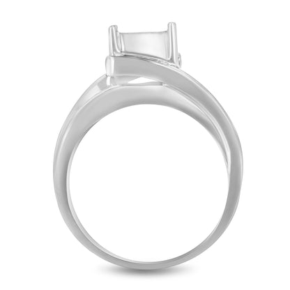 10K White Gold 1/3 Cttw Invisible Set Princess-cut Diamond Cluster Bypass Ring (H-I Color, SI1-SI2 Clarity) - Ring Size 7 by Bids.com