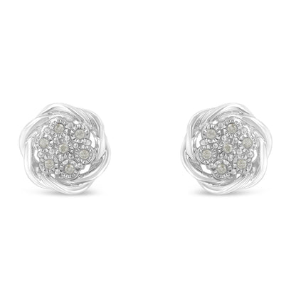 Sterling Silver Diamond Swirl Cluster Stud Earrings (1/6 cttw, I-J Color, I2-I3 Clarity) by Bids.com