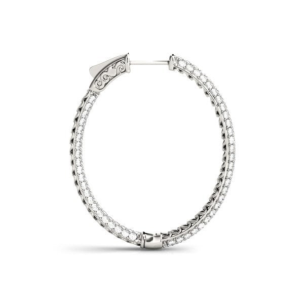 14k White Gold Diamond Hoop Double Sided Three Row Earrings (2 cttw) by Bids.com