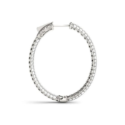 14k White Gold Diamond Hoop Double Sided Three Row Earrings (2 cttw) by Bids.com