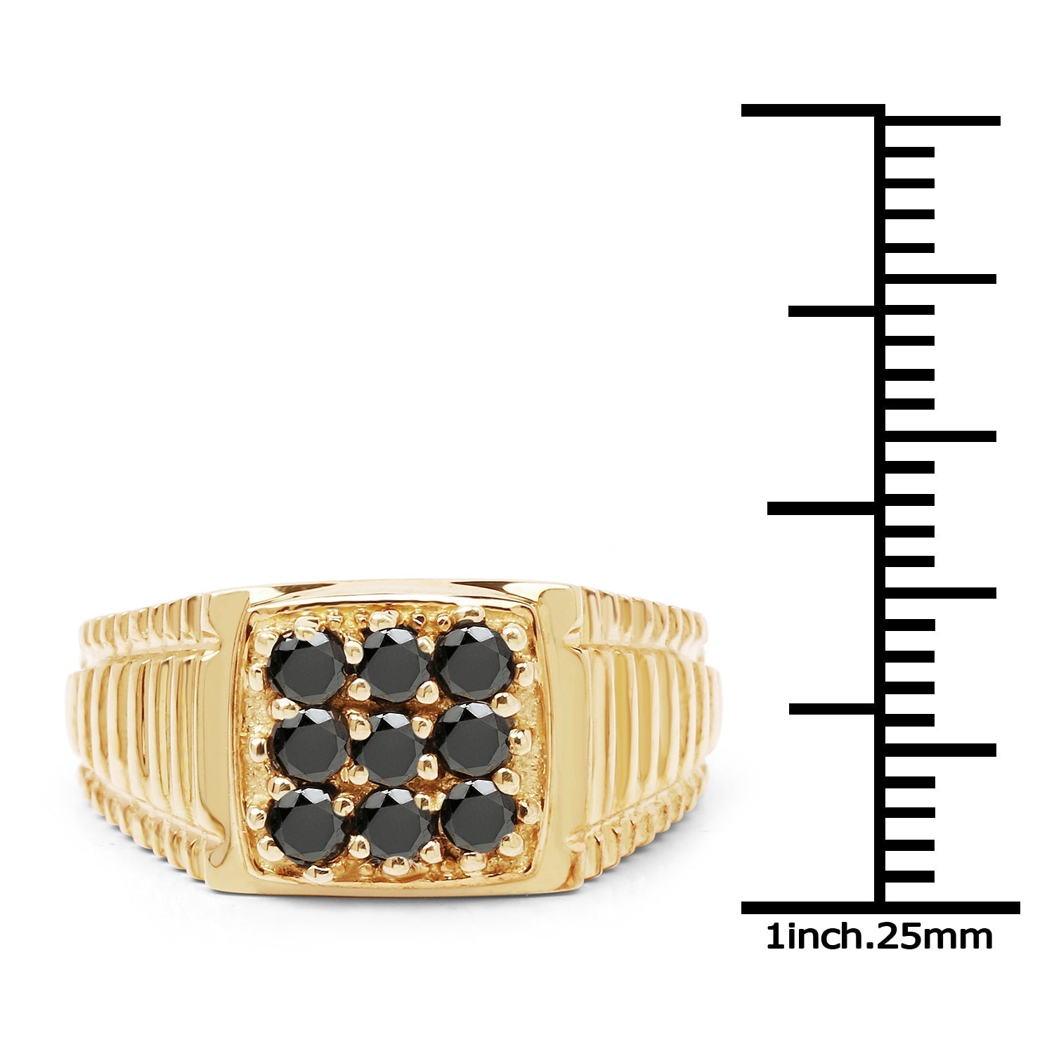 14K Yellow Gold Plated 0.63 Carat Genuine Black Diamond .925 Sterling Silver Ring  DestGlow