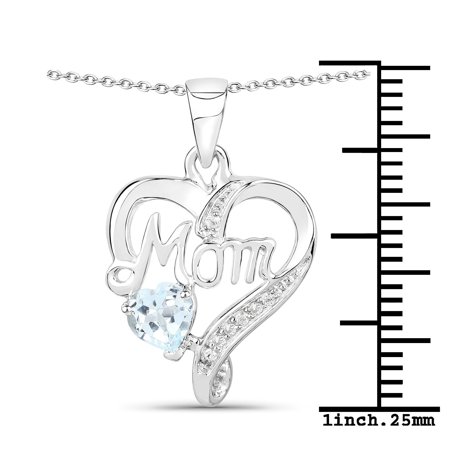 0.54 Carat Genuine Blue Topaz and White Topaz .925 Sterling Silver Pendant by Bids.com