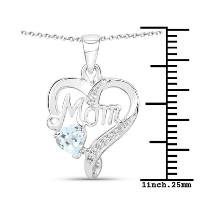 0.54 Carat Genuine Blue Topaz and White Topaz .925 Sterling Silver Pendant by Bids.com