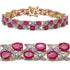 16.51 Carat Glass Filled Ruby and White Diamond .925 Sterling Silver Bracelet  DestGlow