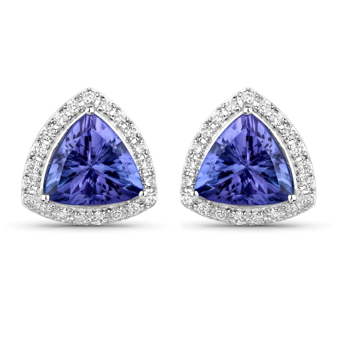 3.82 Carat Genuine Tanzanite and White Diamond 14K White Gold Earrings by Bids.com