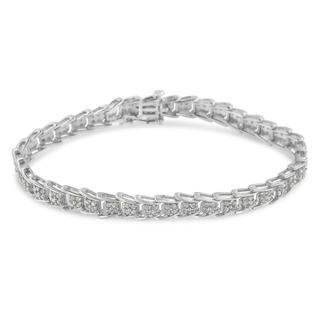 10k White Gold 2 cttw Diamond Fan-Shaped Link Tennis Bracelet (I-J Clarity, I3 Color) - Size 7.25" by Bids.com