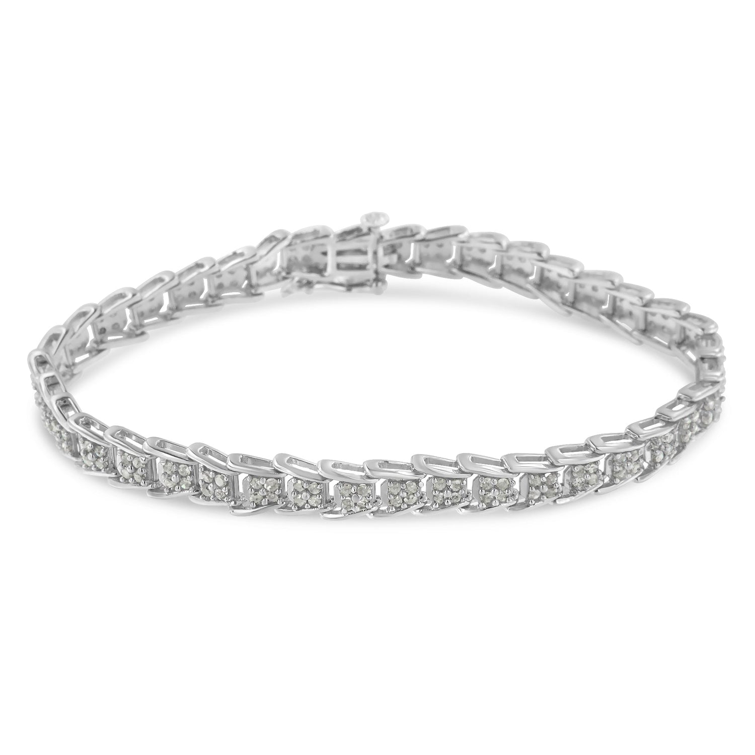 10k White Gold 2 cttw Diamond Fan-Shaped Link Tennis Bracelet (I-J Clarity, I3 Color) - Size 7.25" by Bids.com