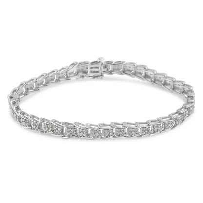 10k White Gold 2 cttw Diamond Fan-Shaped Link Tennis Bracelet (I-J Clarity, I3 Color) - Size 7.25" by Bids.com