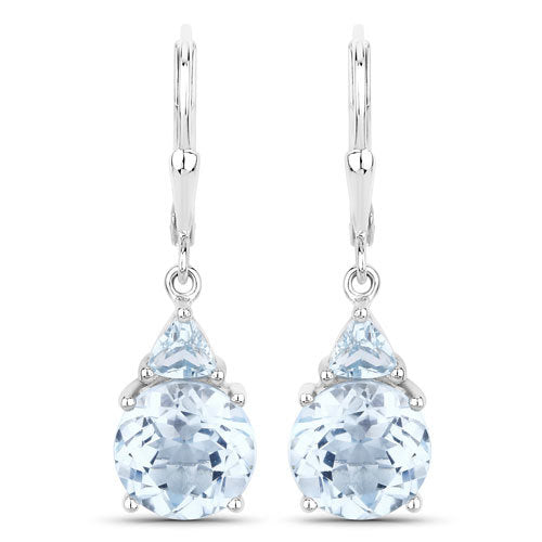 7.52 Carat Genuine Baby Swiss Blue Topaz and Blue Topaz .925 Sterling Silver Earrings  DestGlow
