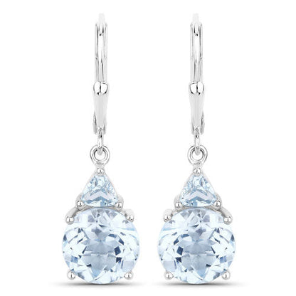 7.52 Carat Genuine Baby Swiss Blue Topaz and Blue Topaz .925 Sterling Silver Earrings  DestGlow