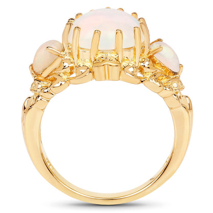 14K Yellow Gold Plated 3.26 Carat Genuine Ethiopian Opal .925 Sterling Silver Ring by Bids.com