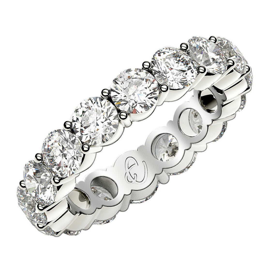 Round Cut Lab Grown Diamond Eternity Ring in 14k White Gold (4 cttw FG/VS2) by Bids.com