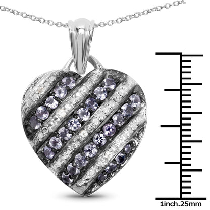 1.30 Carat Genuine Tanzanite and White Topaz .925 Sterling Silver Pendant by Bids.com
