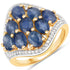 3.39 Carat Genuine Blue Sapphire and White Diamond .925 Sterling Silver Ring by Bids.com