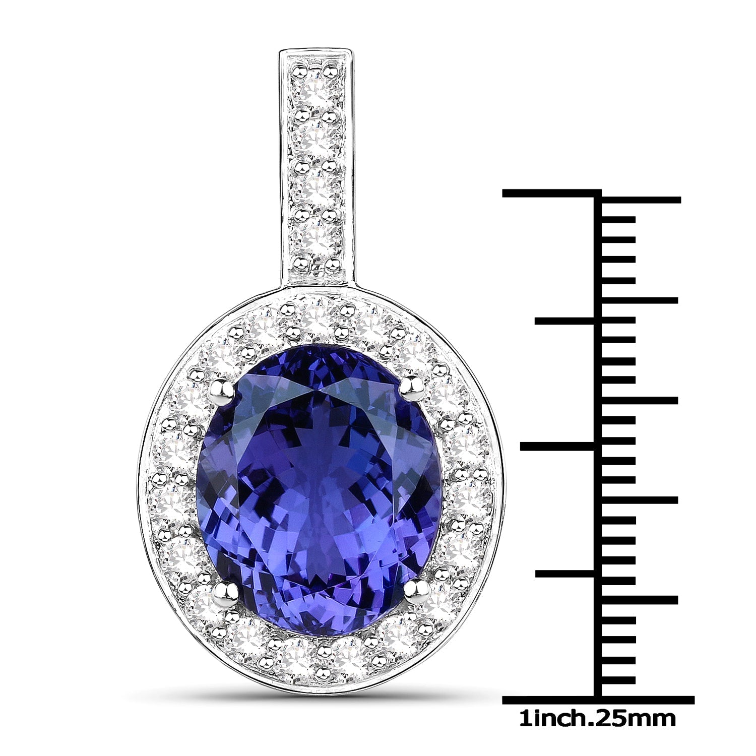 10.15 Carat Genuine Tanzanite and White Diamond 18K White Gold Pendant by Bids.com