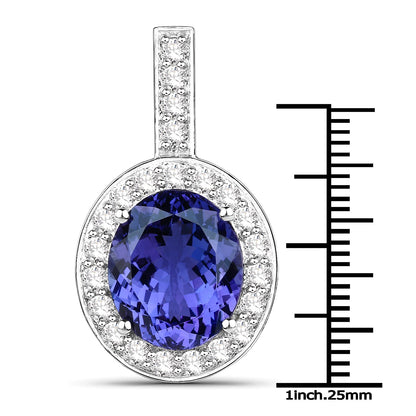 10.15 Carat Genuine Tanzanite and White Diamond 18K White Gold Pendant by Bids.com