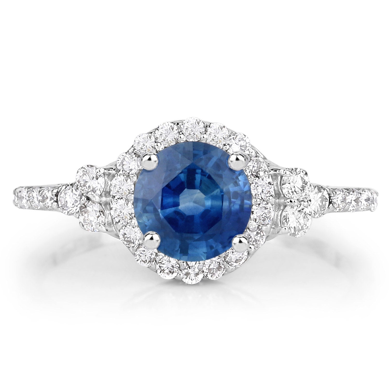 1.34 Carat Genuine Blue Sapphire and White Diamond 14K White Gold Ring by Bids.com