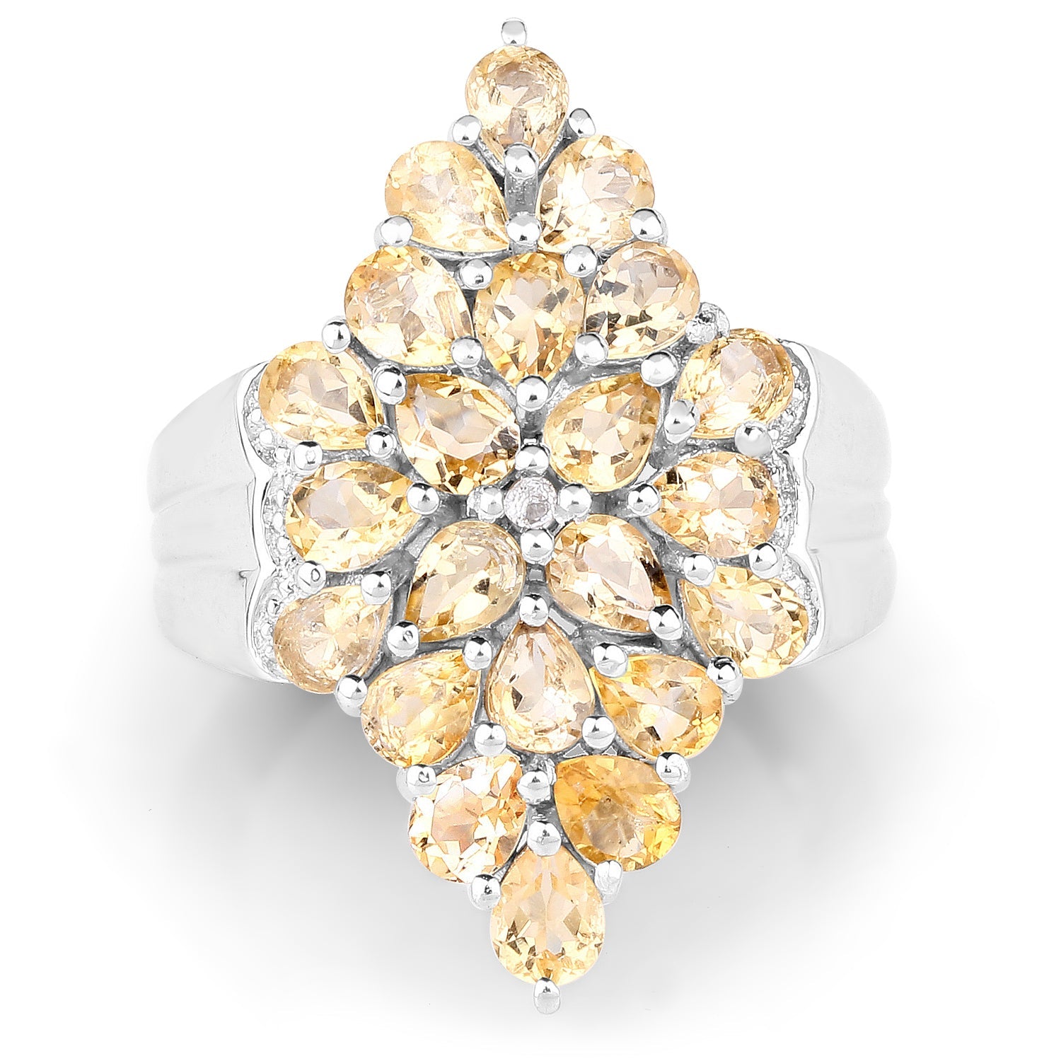 3.54 Carat Genuine Citrine and White Topaz .925 Sterling Silver Ring by Bids.com