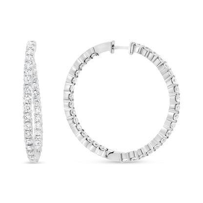 18K White Gold 3 5/8 Cttw Round Diamond Curved Inside-Outside Hoop Earrings (F-G Color, VS1-VS2 Clarity) by Bids.com