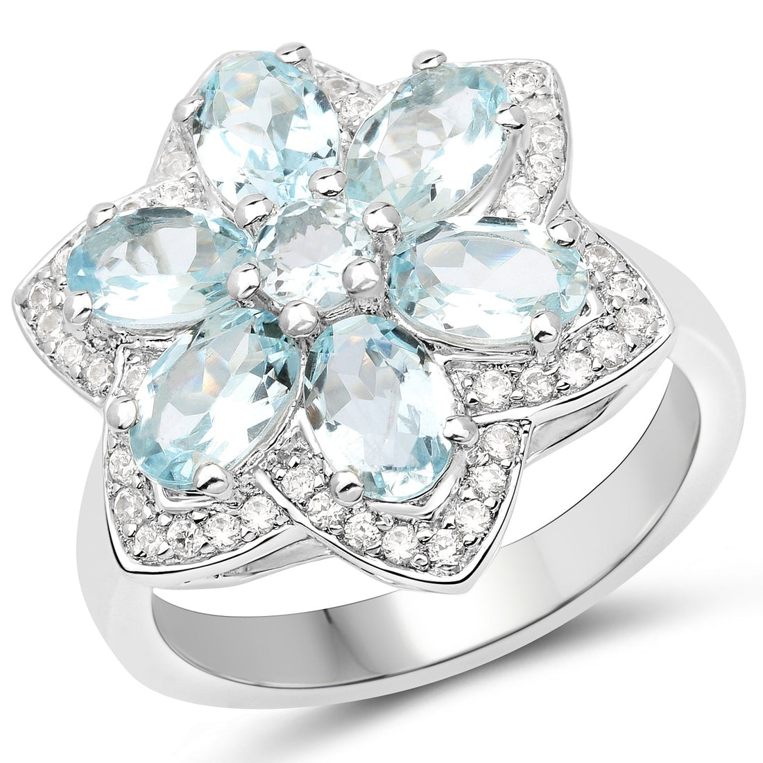 2.88 Carat Genuine Aquamarine .925 Sterling Silver Ring by Bids.com