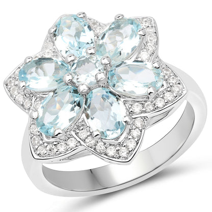 2.88 Carat Genuine Aquamarine .925 Sterling Silver Ring by Bids.com