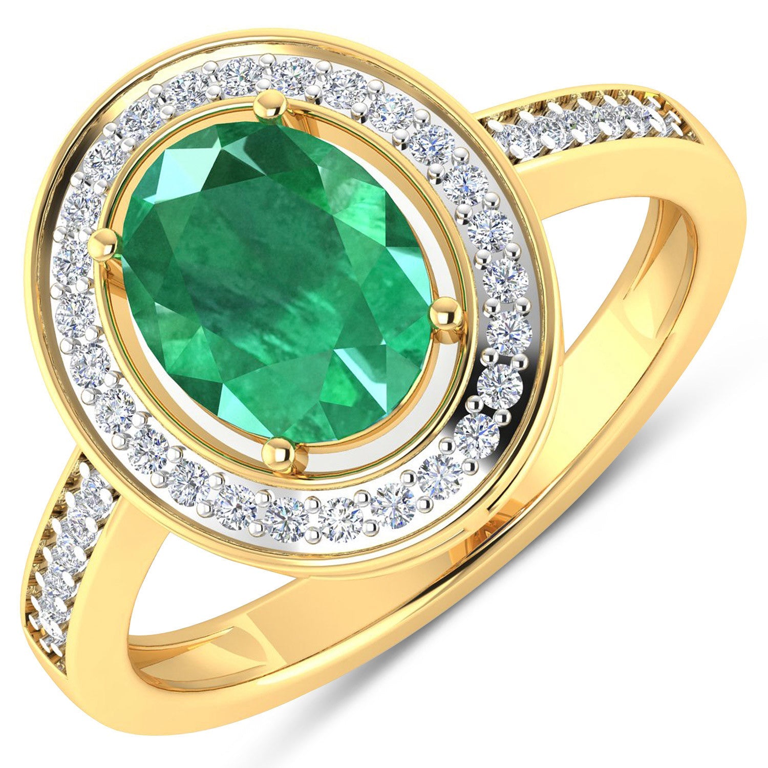 1.87 Carat Genuine Zambian Emerald and White Diamond 14K Yellow Gold Ring by Bids.com