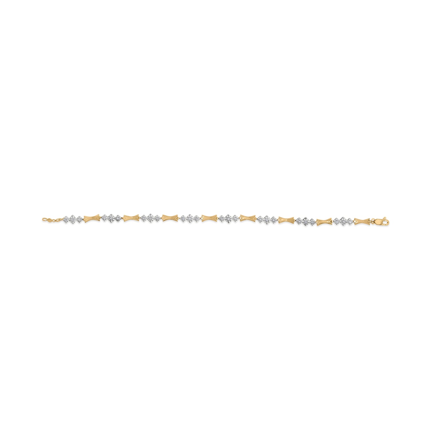10k Gold 1/3 Cttw Diamond Miracle Set Alternating Bar and Link Bracelet (I-J Color, I1-I2 Clarity) - 7.75" Inches 