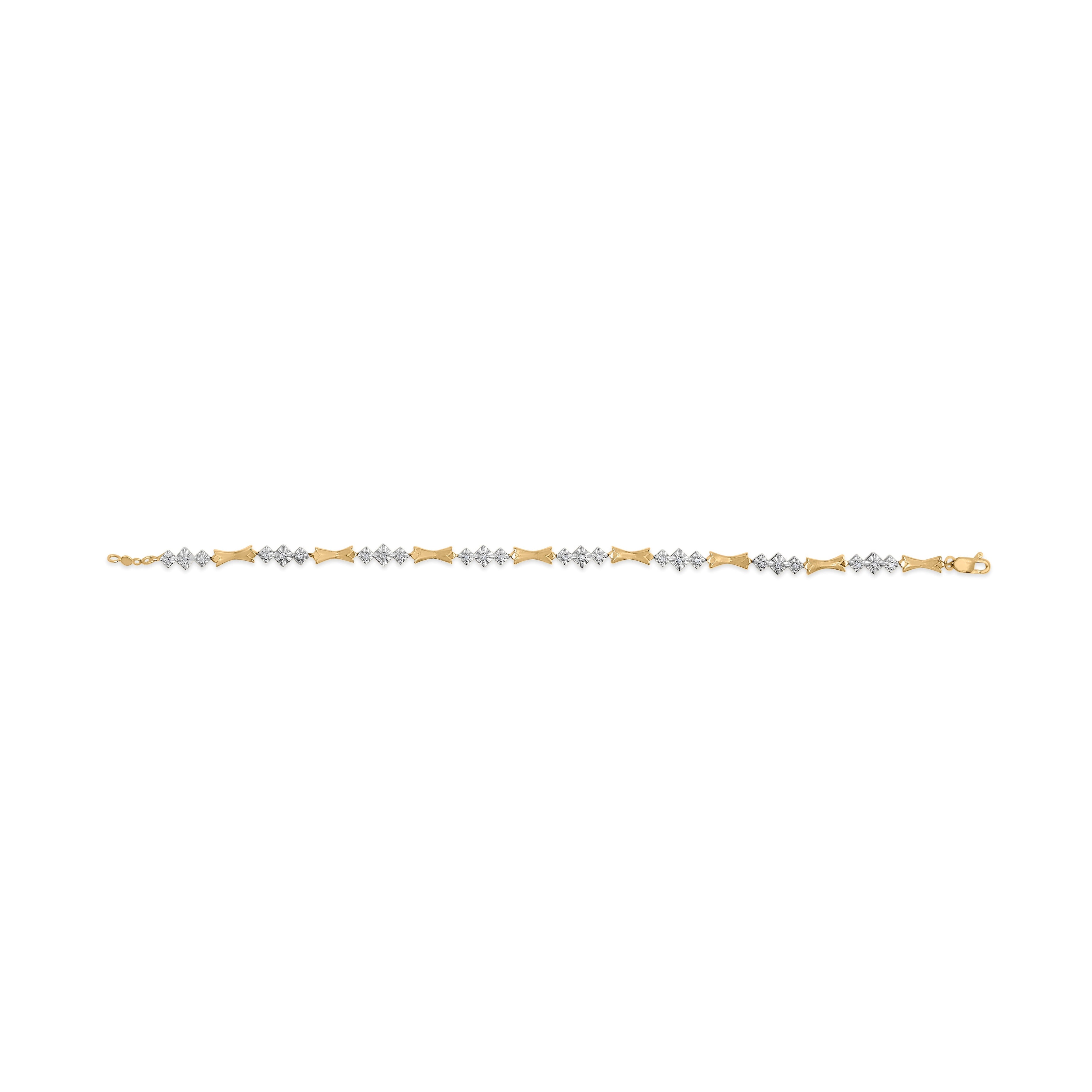 10k Gold 1/3 Cttw Diamond Miracle Set Alternating Bar and Link Bracelet (I-J Color, I1-I2 Clarity) - 7.75" Inches 
