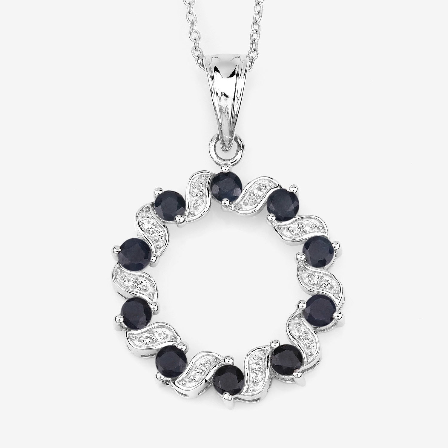 1.30 Carat Genuine Blue Sapphire and White Topaz .925 Sterling Silver Pendant by Bids.com