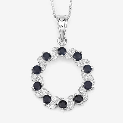 1.30 Carat Genuine Blue Sapphire and White Topaz .925 Sterling Silver Pendant by Bids.com