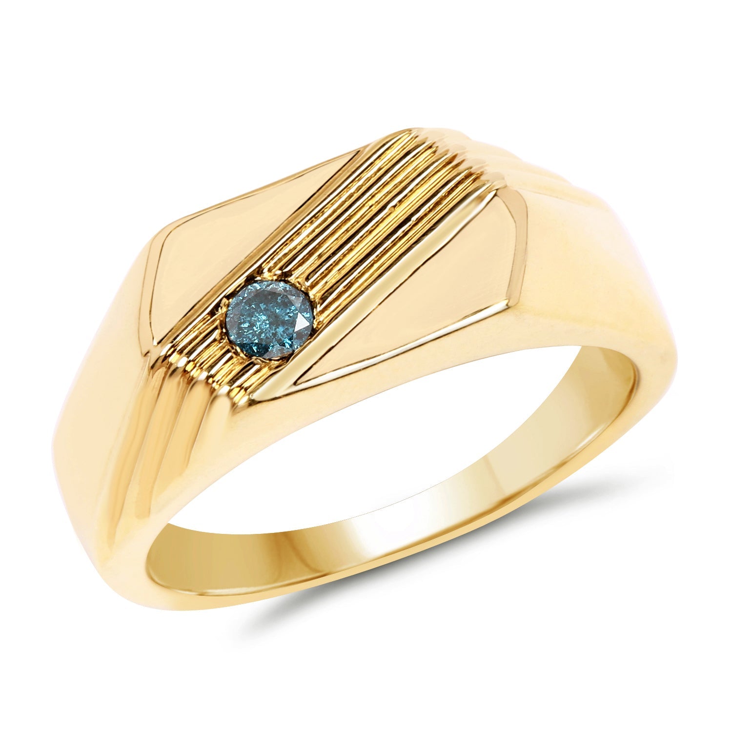 0.12 Carat Genuine Blue Diamond .925 Sterling Silver Ring by Bids.com