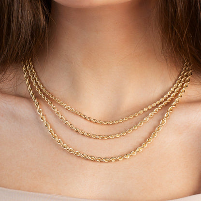 14k Yellow Gold Light Rope Chain (3.00 mm)  DestGlow