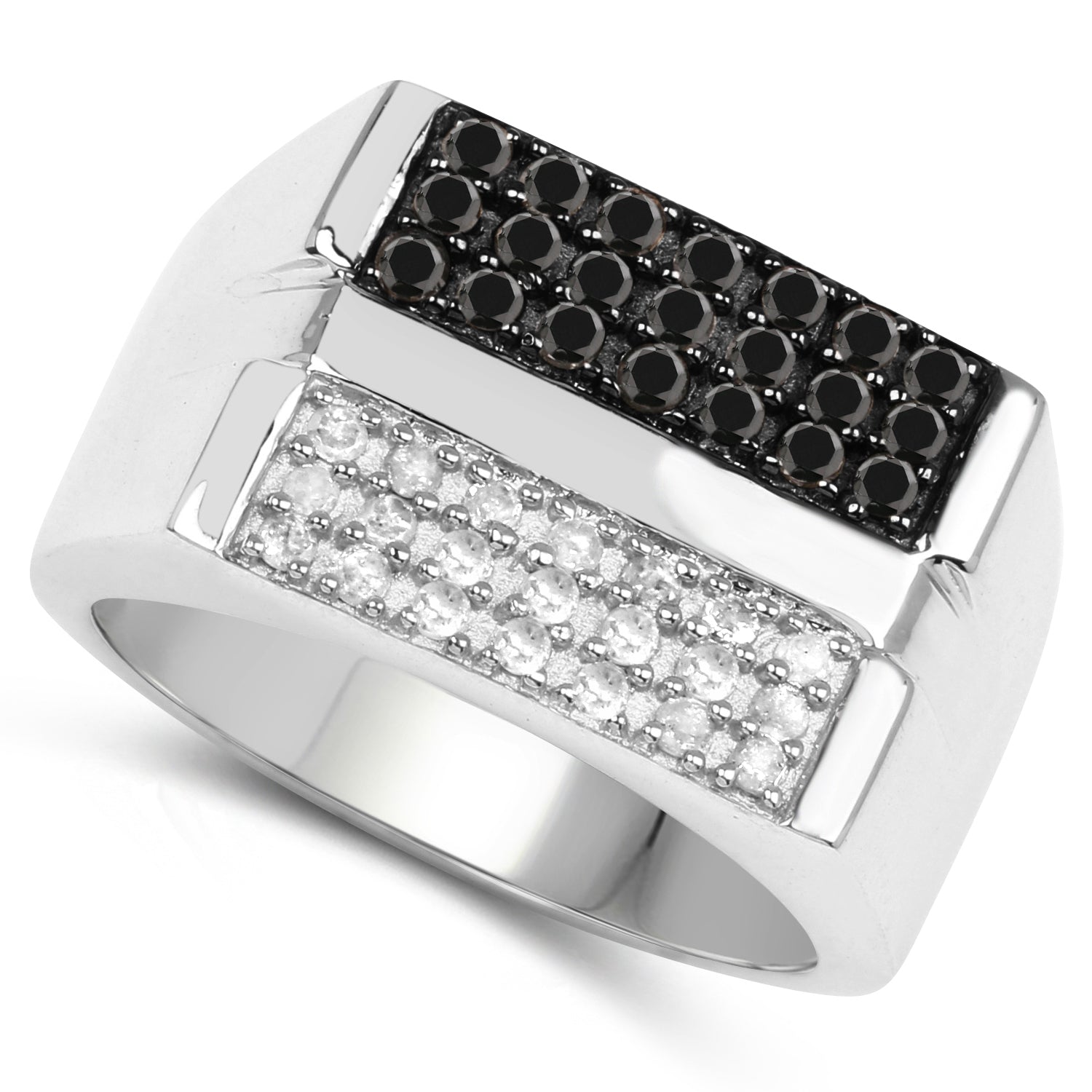 0.64 Carat Genuine Black Diamond and White Diamond .925 Sterling Silver Ring by Bids.com
