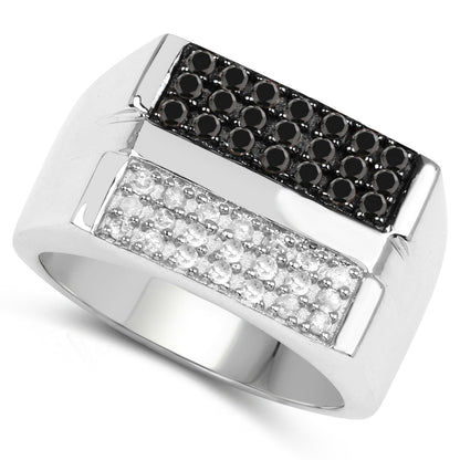 0.64 Carat Genuine Black Diamond and White Diamond .925 Sterling Silver Ring by Bids.com
