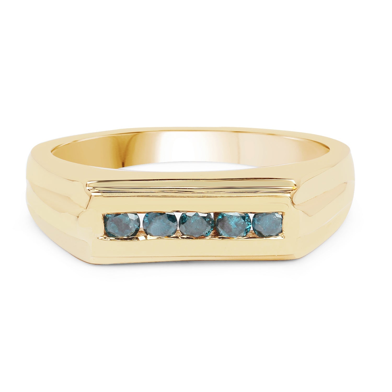 14K Yellow Gold Plated 0.25 Carat Genuine Blue Diamond .925 Sterling Silver Ring by Bids.com