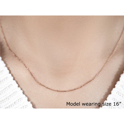14k Rose Gold Diamond Cut Cable Link Chain 1.1mm by Bids.com