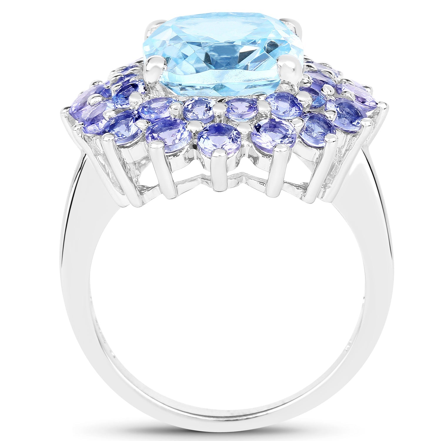 11.22 Carat Genuine Blue Topaz and Tanzanite .925 Sterling Silver Ring by Bids.com