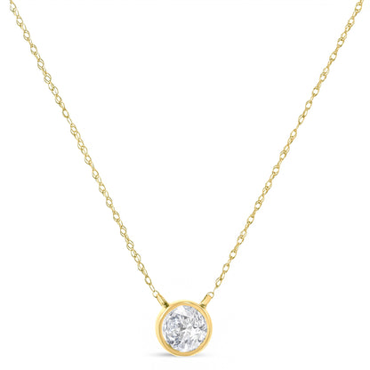 .925 Sterling Silver 1/10 Cttw Round-Cut Diamond Bezel 18" Pendant Necklace (J-K Color, I1-I2 Clarity) by Bids.com