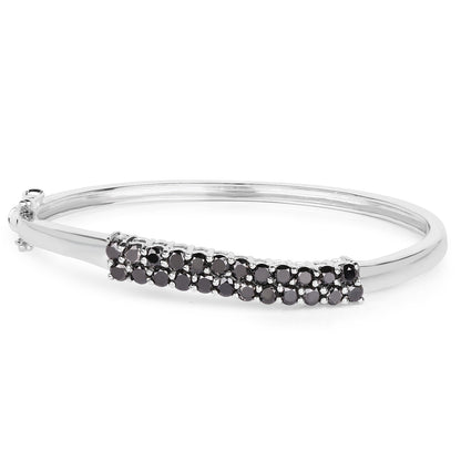 3.53 Carat Genuine Black Diamond .925 Sterling Silver Bangle by Bids.com
