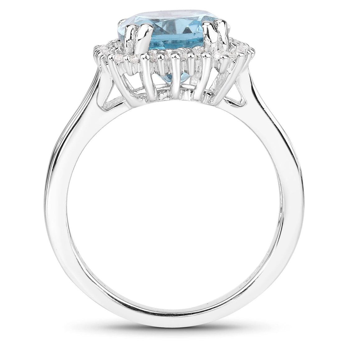 4.32 Carat Genuine Blue Topaz and White Zircon .925 Sterling Silver Ring by Bids.com