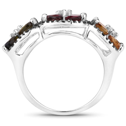 8.38 Carat Genuine Multi Tourmaline .925 Sterling Silver Ring by Bids.com