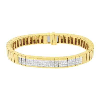14K Yellow Gold 3 5/8 cttw Invisible Set Princess-Cut Diamond ID Tennis Bracelet (I-J Color, SI1-SI2 Clarity) - Size 7" by Bids.com