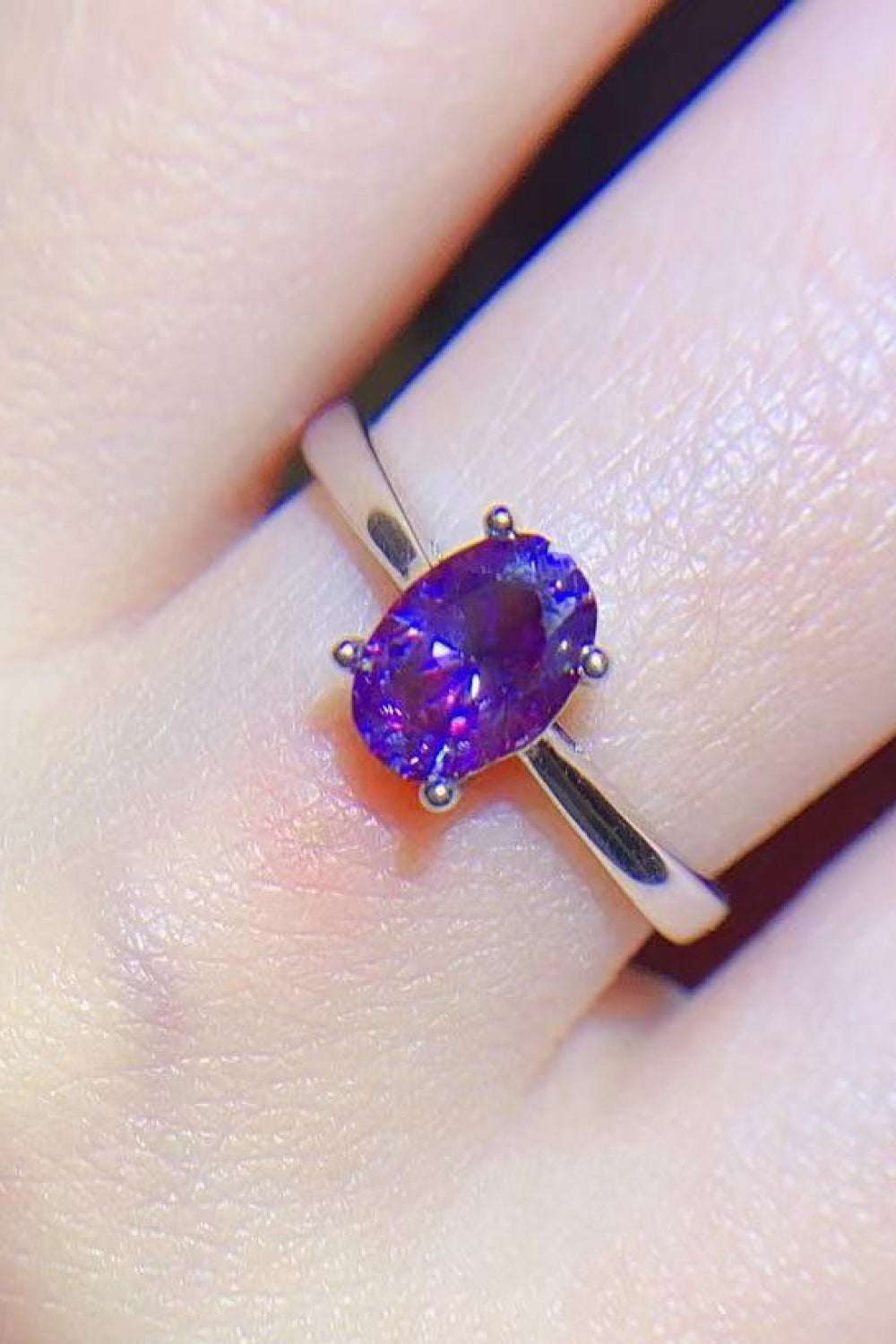 1 Carat Purple Oval-Cut Sparkala™ 4-Prong Solitaire Ring by Sparkala